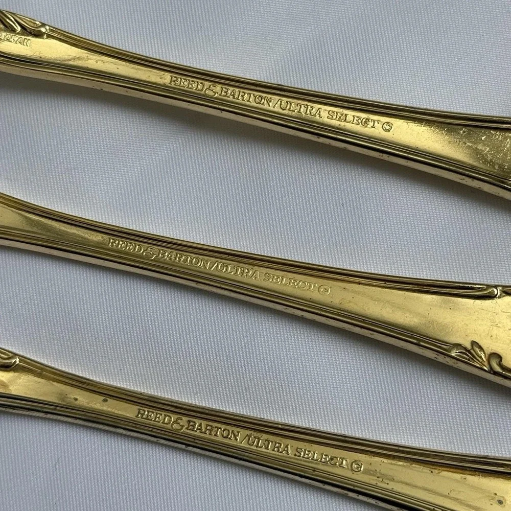 Reed & Barton Ultra Select Gold Plate Serving Set Fork‎ Spoon Slotted VTG